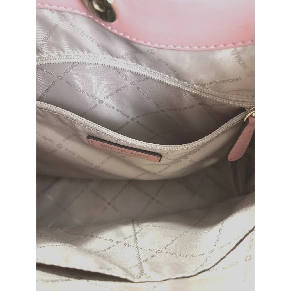 Michael‎ Kors Pink  Logo Perforated Suede Shoulder Purse